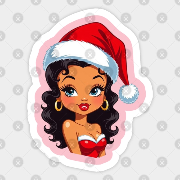 Cool Black Mrs. Santa Claus, African American Santa Sticker by UrbanLifeApparel